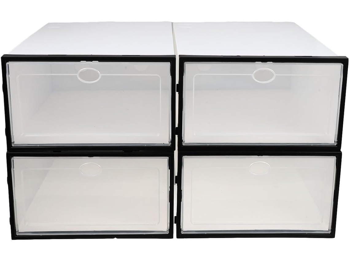 Cajas Zapatos Impermeables Duraderas Juego 4 Plástico Blanco Tapas Transparentes Almacenamiento Seguro