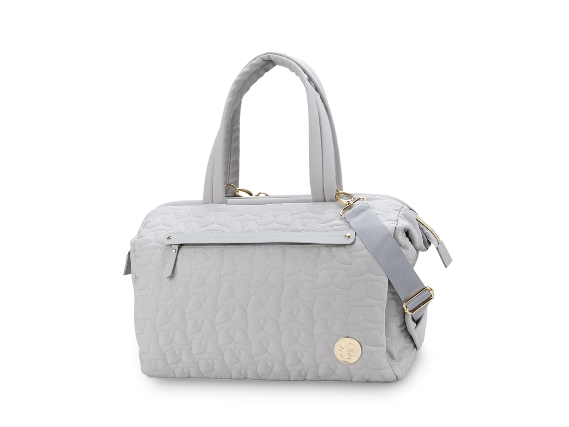 Bolsa de pañales acolchada de gran capacidad para madres y bebés, ideal para usar al aire libre y en cochecitos. Yunzii gris claro.