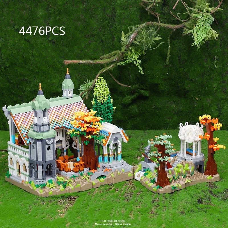 Bloques de construcción en miniatura, modelo arquitectónico de palacio de hadas, regalo de colección