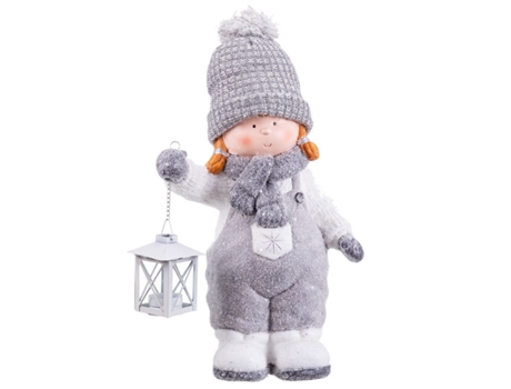 Adorno de Navidad BIGBUY CHRISTMAS Adorno Navideño Gris Blanco (23.5x16.5X42cm)