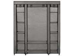 Armario con compartimentos y barras para colgar, tela gris, 150x45x176 cm, MAISON EXCLUSIVE