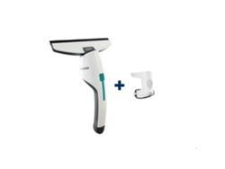 Aspiradora de ventanas y baños Leifheit Nemo 51042, limpiacristales eléctrico con carcasa impermeable y adaptador de clic, color blanco