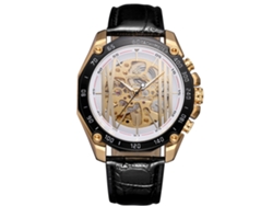 Reloj Mecánico Hombre Forsining Resistente Al Agua Dial Blanco Caja Dorada