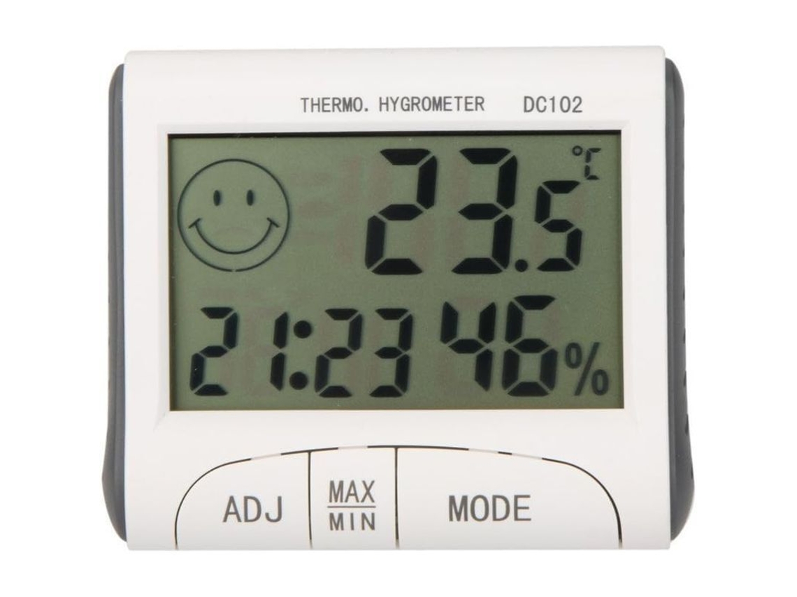 Mini Termómetro Digital De Ambiente Con Higrómetro Y Reloj Lcd Para El Hogar Y La Oficina.