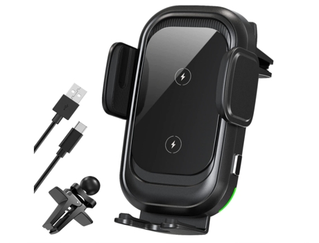 Cargador Coche Inalámbrico Teléfono Sujeción Carga CHRONUS Negro
