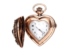 Reloj De Bolsillo Retro De Aleación Para Mujer Con Movimiento De Cuarzo En Forma De Corazón Con Diamantes De Imitación - Lujoso
