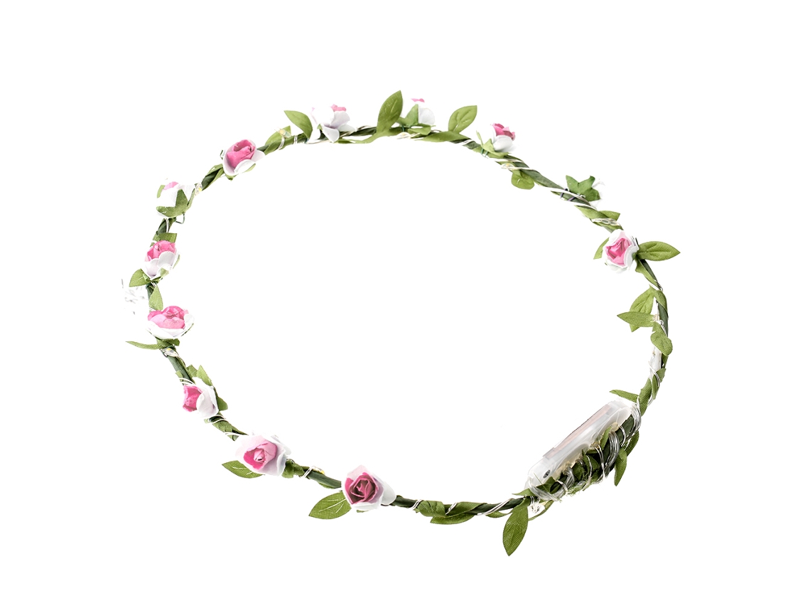 NEVEANCE Corona de Flores LED Rosa con Luz Duradera para Cabello Corona Luminosa