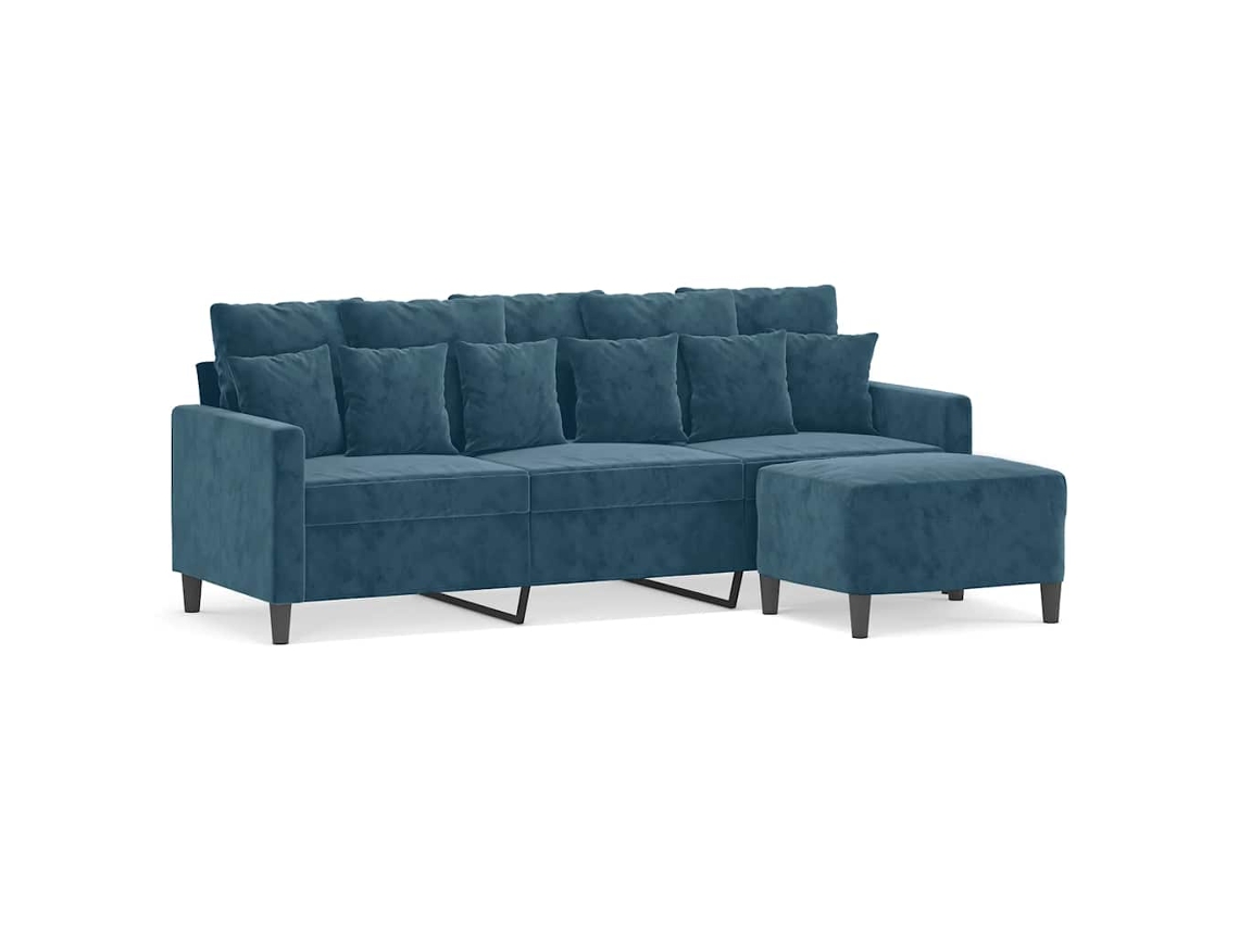 Maison Exclusive - Sofá de 3 plazas con reposapiés, 180 cm, terciopelo azul