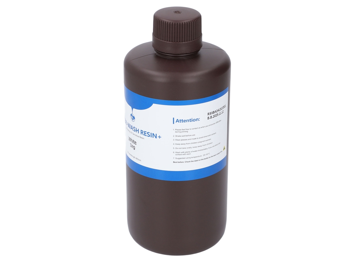 Resina Para Impresión 3d Castable Lavable Con Agua, Curado Uv, Alta Resolución, 80 Shore, 1kg, Blanca