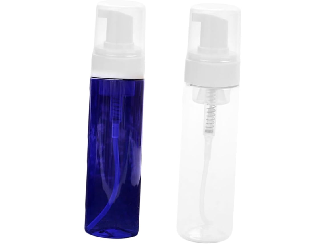 De 2 Frascos De 200ml, Um Transparente E O Outro Azul, Para Uso Manual, Recarregáveis Para Cosméticos.