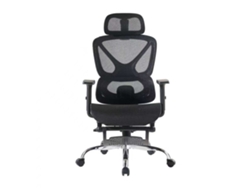 Silla de oficina Seven Comfort: diseño ergonómico, reposacabezas y reposabrazos ajustables, se reclina hasta 135°.