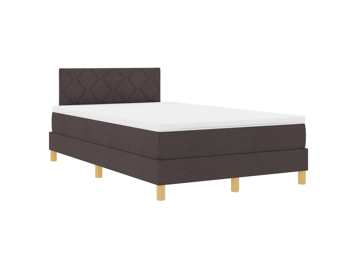 Cama Con Somier Y Colchón Marrón Oscuro Tela Vidaxl Marrón Fabric (120x200 Cm)