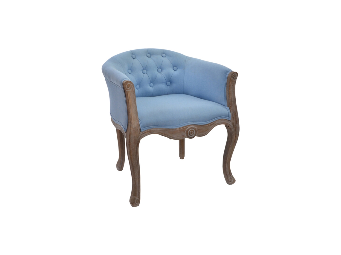 Butaca Poliester Rubberwood Azul 58x56x69cm