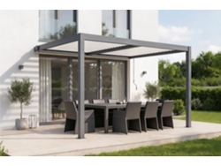 Pérgola Bioclimática Agosta 4x3, de Pared, 250 cm de Alto - Aluminio Gris con R