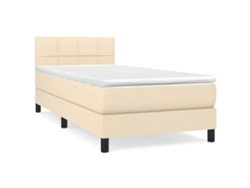Maison Exclusive - Cama Box Spring Con Colchón Tela Color Crema 90x200 Cm