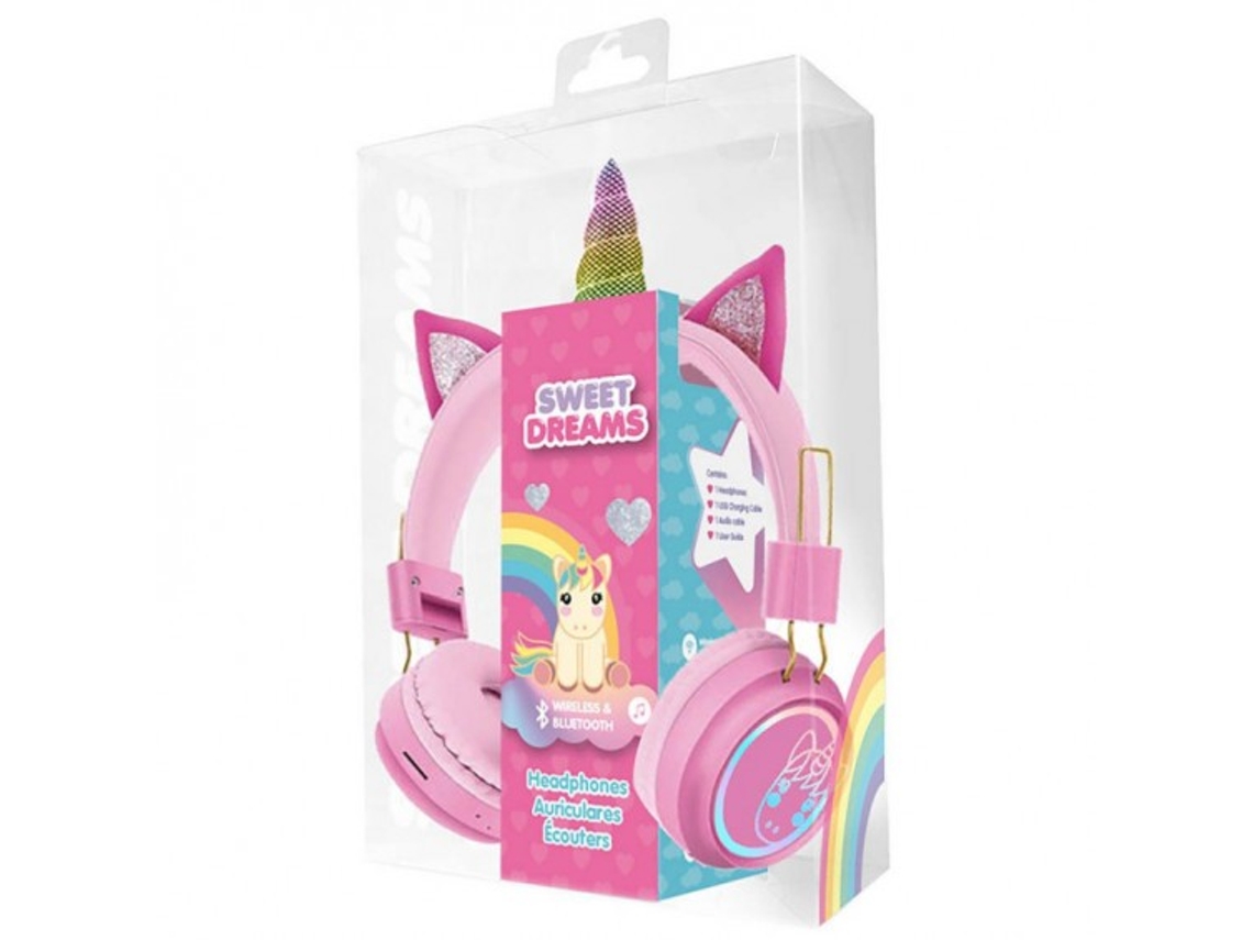 Auriculares Inalámbricos S.dreams Rosa Con Cuerno De Unicornio Kids Euroswan
