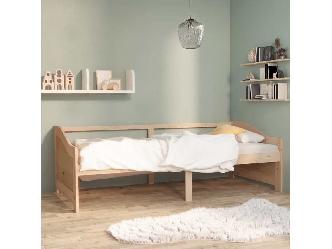 Sofá Cama de 3 Lugares Madera de Pino Macizo Marrón (90x200 cm)