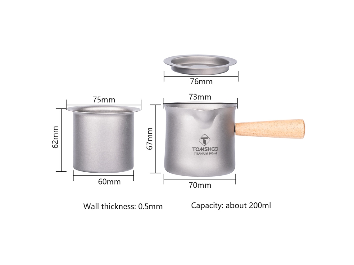 Taza De Té De Titanio Con Filtro Para Camping Y Viajes Con Asa De Madera Portátil