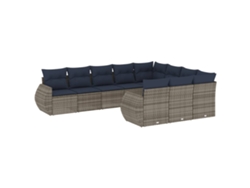 Maison Exclusive - Conjunto De Sofá De Jardín De 10 Piezas Con Cojines, Poliratán Gris