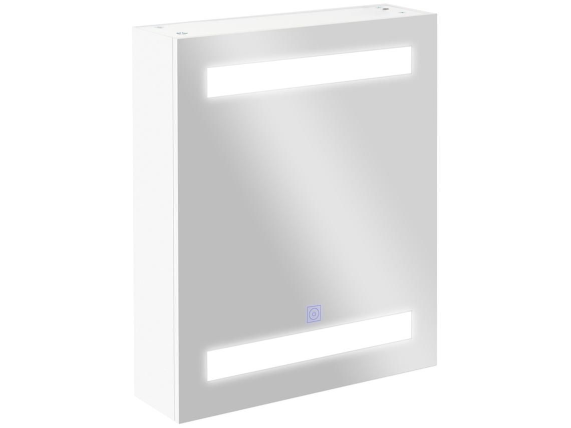 Mueble De Baño Con Espejo Led, 2 Estantes, Táctil, Blanco, 50x15x60