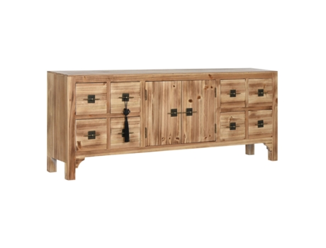 Mueble de TV HOME ESPRIT Negro Natural Abeto Madera MDF 130 x 24 x 51 cm
