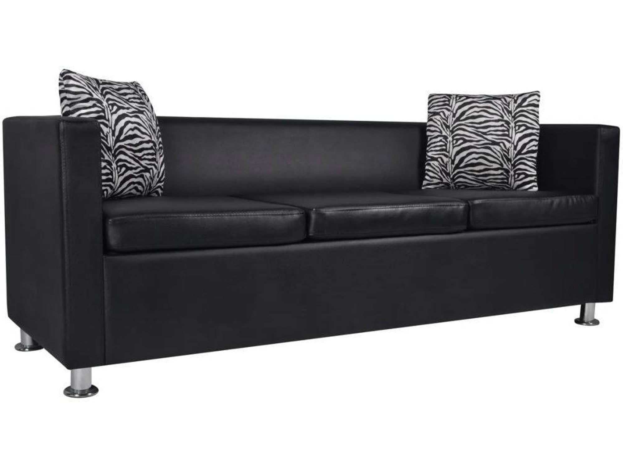 vidaXL Conjunto de sofás de 2 y 3 plazas de cuero artificial negro