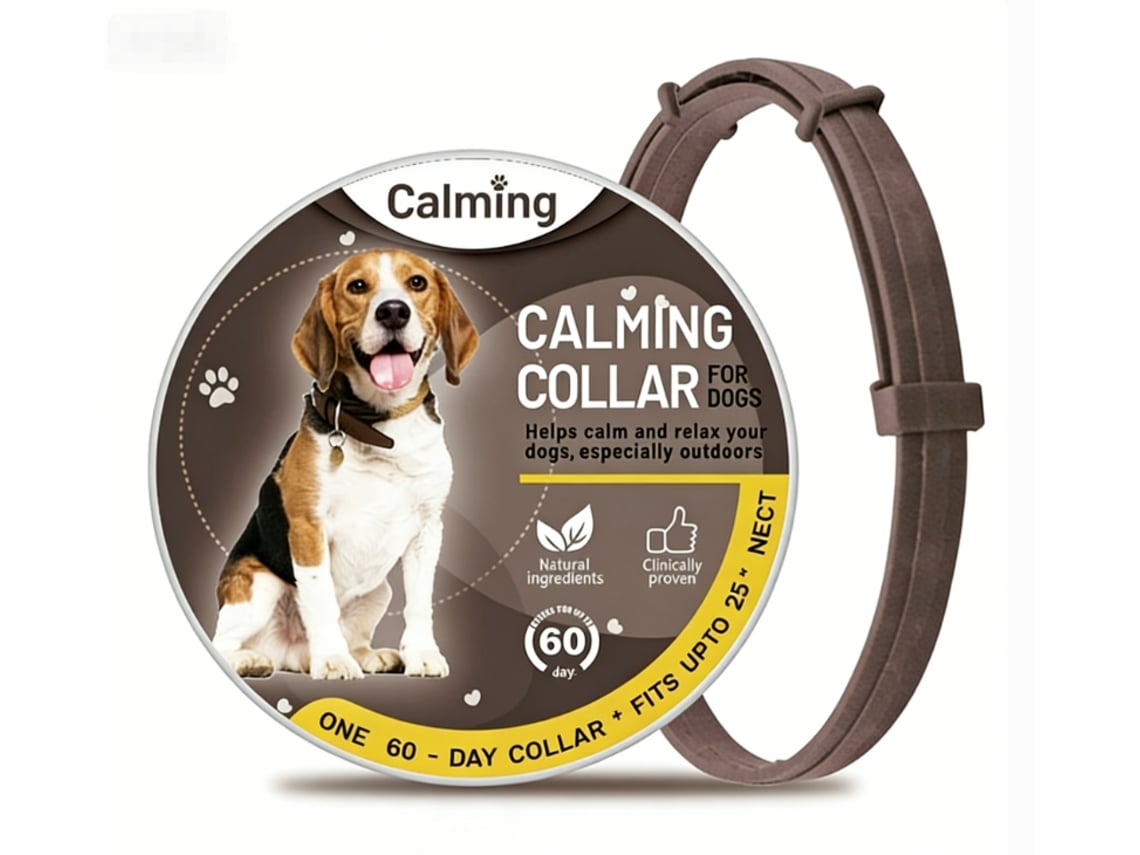 Colar Relaxante Marrom Para Cães | Proteção De 60 Dias, 70 Cm, Hipoalergênico, Elaborado Com Ingredientes Naturais.