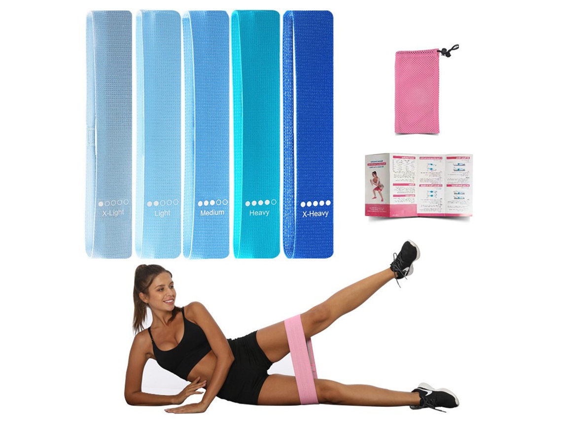 Juego De 5 Bandas Elásticas De Resistencia Para Pilates Azul Degradado Digitallab