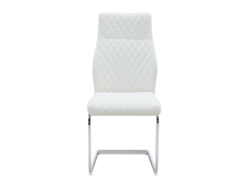 Silla Comedor 2 Unidades - Respaldo Alto, Asiento Acolchado, Metal Plateado - Blanco+plateado