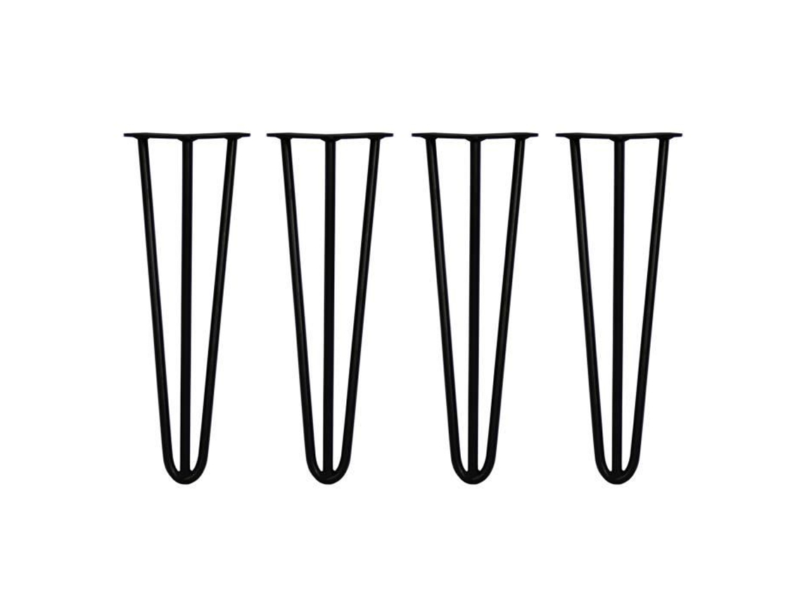 Patas Skiski 4 Patas de Mesa en Gancho de Pelo 40,6 cm 3 Varillas de Acero Negro Espesor 12 mm