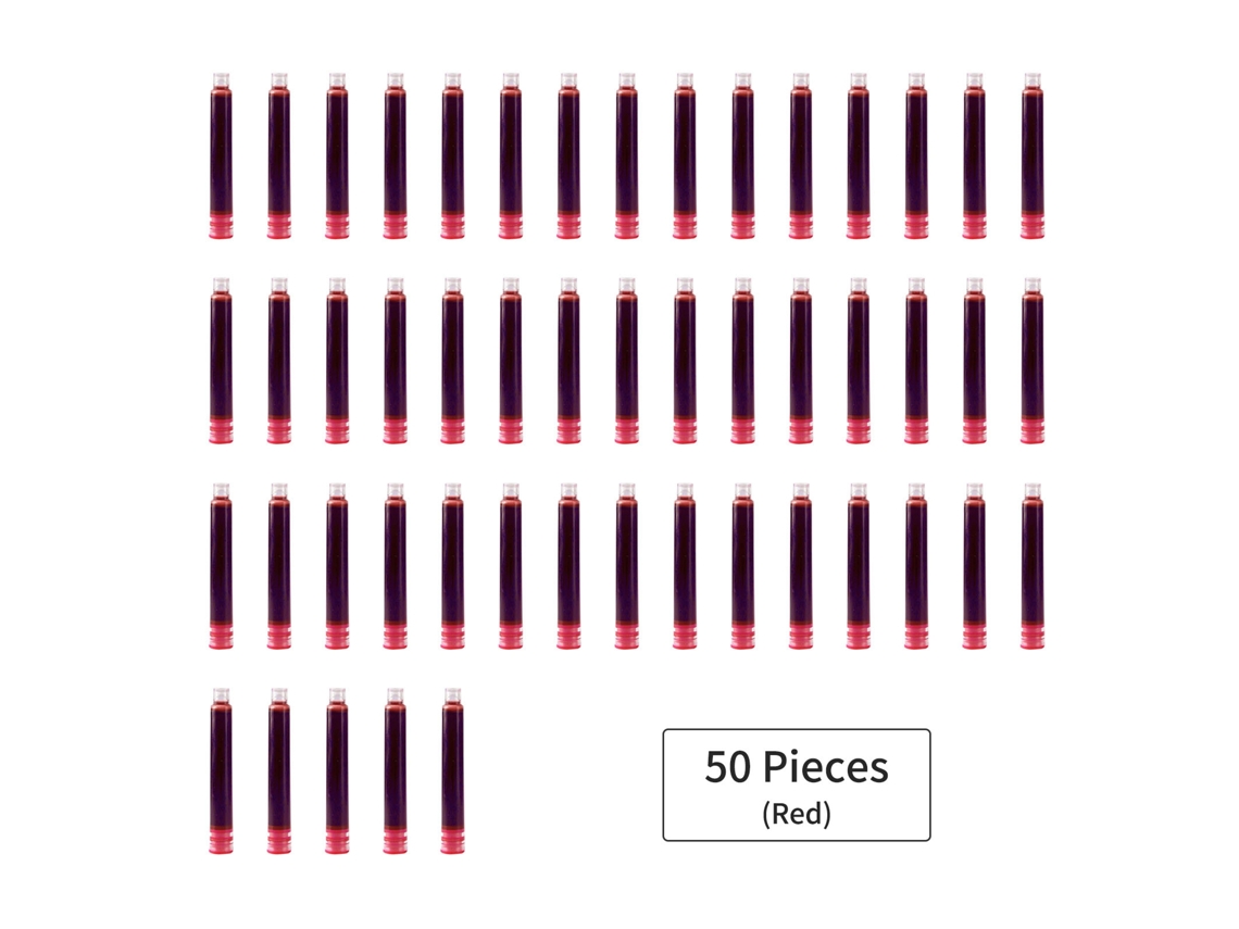 50 Cartuchos De Tinta Para Pluma Estilográfica Rojo 3.4 Mm Recarga Desechable