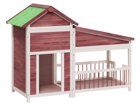 Caseta para perros madera maciza de pino moca (143x60,5x109 cm)