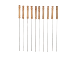 10 Brochetas Para Barbacoa Con Mango De Madera, Acero Inoxidable, 30 Cm, Para Barbacoa Al Aire Libre.