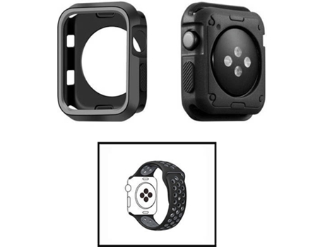 Carcasa Military + Correa SportyStyle PHONECARE Apple iWatch Series SE - 40mm Negro y Gris
