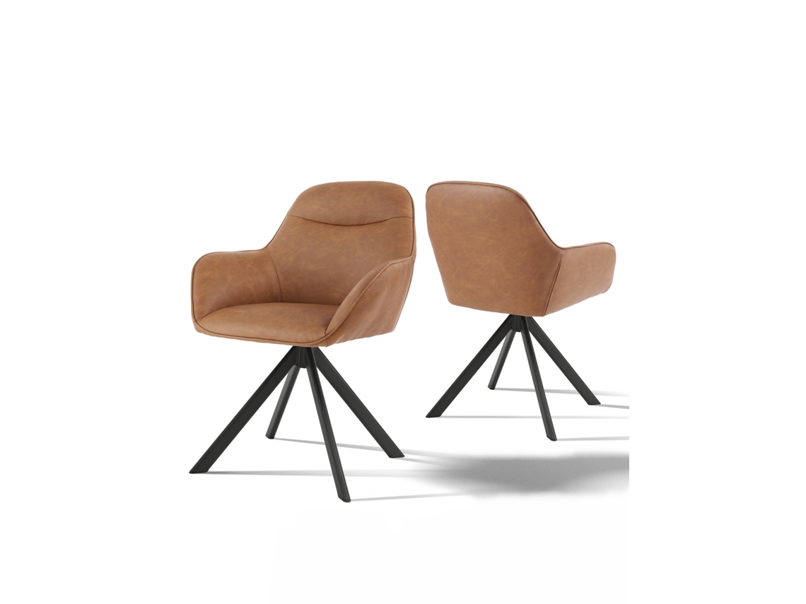 Sillas De Comedor Goeurvant 1370(pack De 2, Marrón, Cuero Pu)