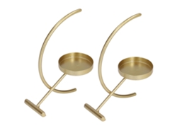 2 Elegantes Portavelas Semicirculares De Hierro Dorado Para Velas Votivas.