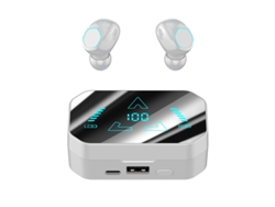 Estuche de carga con pantalla digital para auriculares Bluetooth, resistente al agua IPX4, color blanco