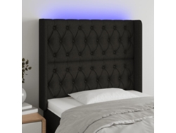 Cabecero Con Led De Tela Negro 93x16x118/128 Cm