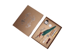 Set Pluma De Pluma Con Diseño Retro Grabado Para Caligrafía Y Regalo Color Verde Oscuro Sfdps038035