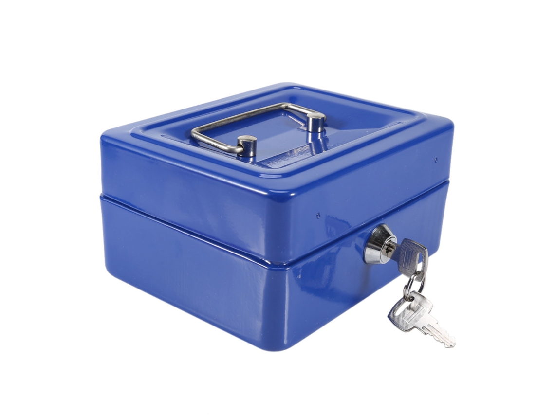 Caja Metálica Ignífuga Con 2 Llaves Para Documentos Y Objetos De Valor - Gran Capacidad - Azul