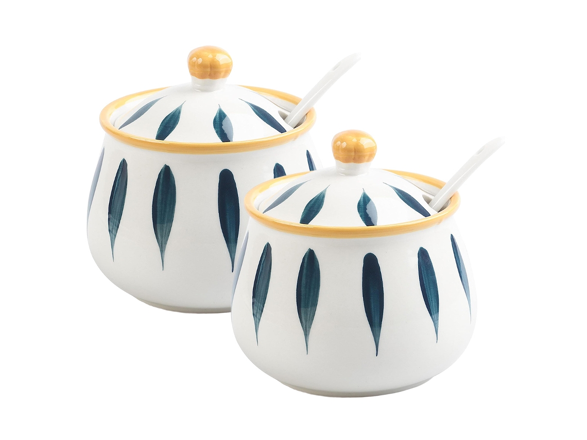 Azucarero con cuchara, salero de cerámica y recipiente para especias, utensilio de cocina NEVEANCE