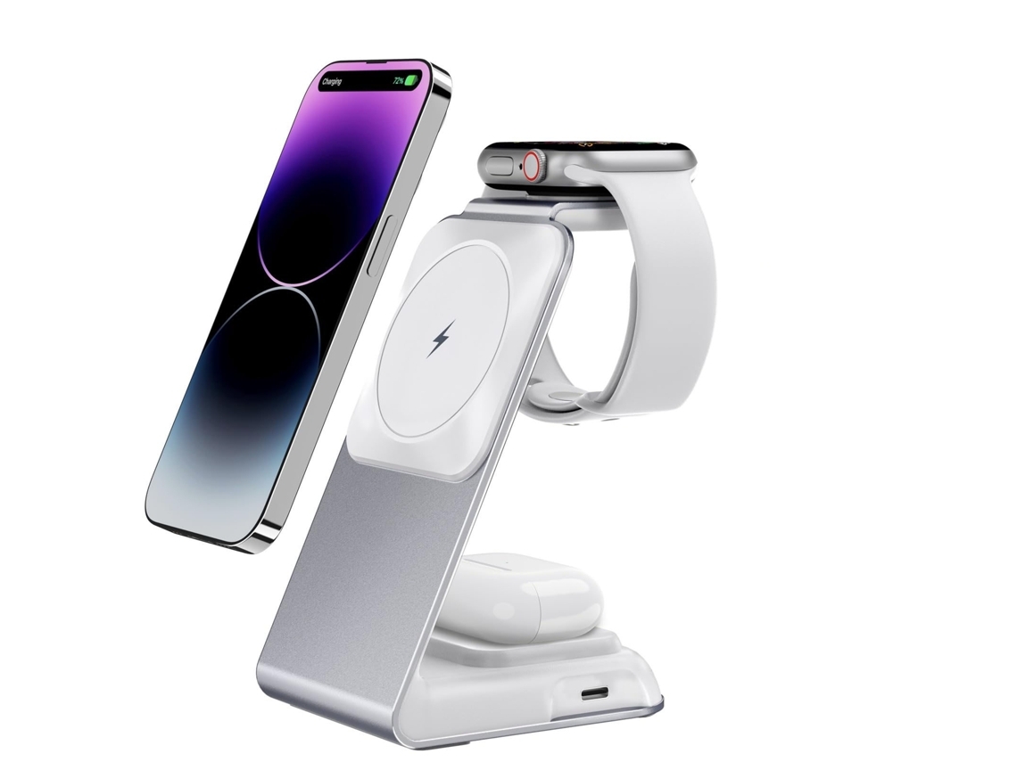 Estación De Carga Inalámbrica Dispositivos Magsafe Serie Para Apple Yemaesre Blanco
