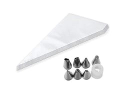 Mangas pasteleras desechables Rebe-100, gruesas y con 8 boquillas, para decorar pasteles y postres.