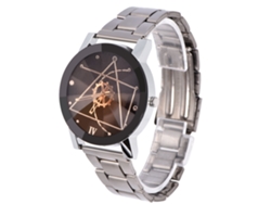 Reloj De Pulsera Analógico Redondo De Cuarzo Para Parejas, Correa De Aleación Negra, Para Hombre.