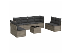 Conjunto de 9 sofás de jardín con cojines de mimbre y patas grises, MAISON EXCLUSIVE (90 x 200 cm)