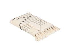 Manta Decorativa de Algodón Crema Claro y Negro 130 X 170 Cm Uluyol BELIANI