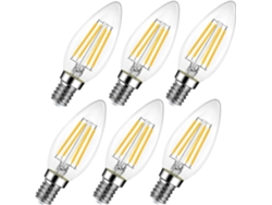 Rebe-6pack Bombillas Led E14 Regulables Luz Blanca Cálida 600lm 6w Reemplazo 60w 2700k Ahorro Energético