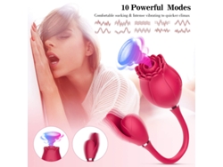 Vibrador de masaje de succión de rosas multifrecuencia de doble cabeza para mujeres (rosa) YIZHOOD