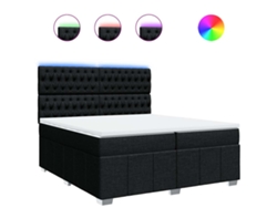 Maison Exclusive - Cama Box Spring Con Colchón Tela Negro 200x200 Cm