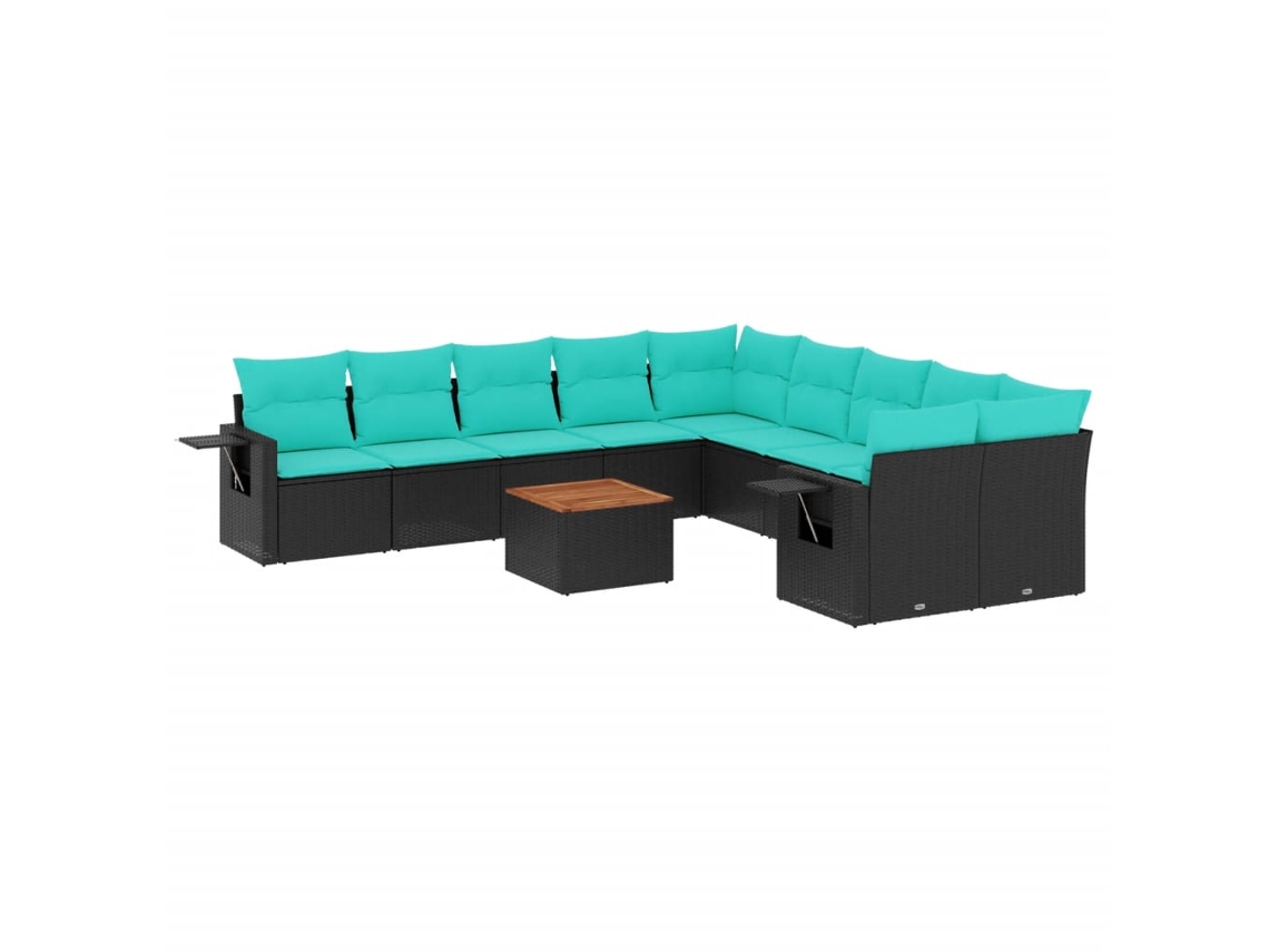 Maison Exclusive - Conjunto De Sofá De Jardín De 11 Piezas Con Cojines, De Poliratán Negro